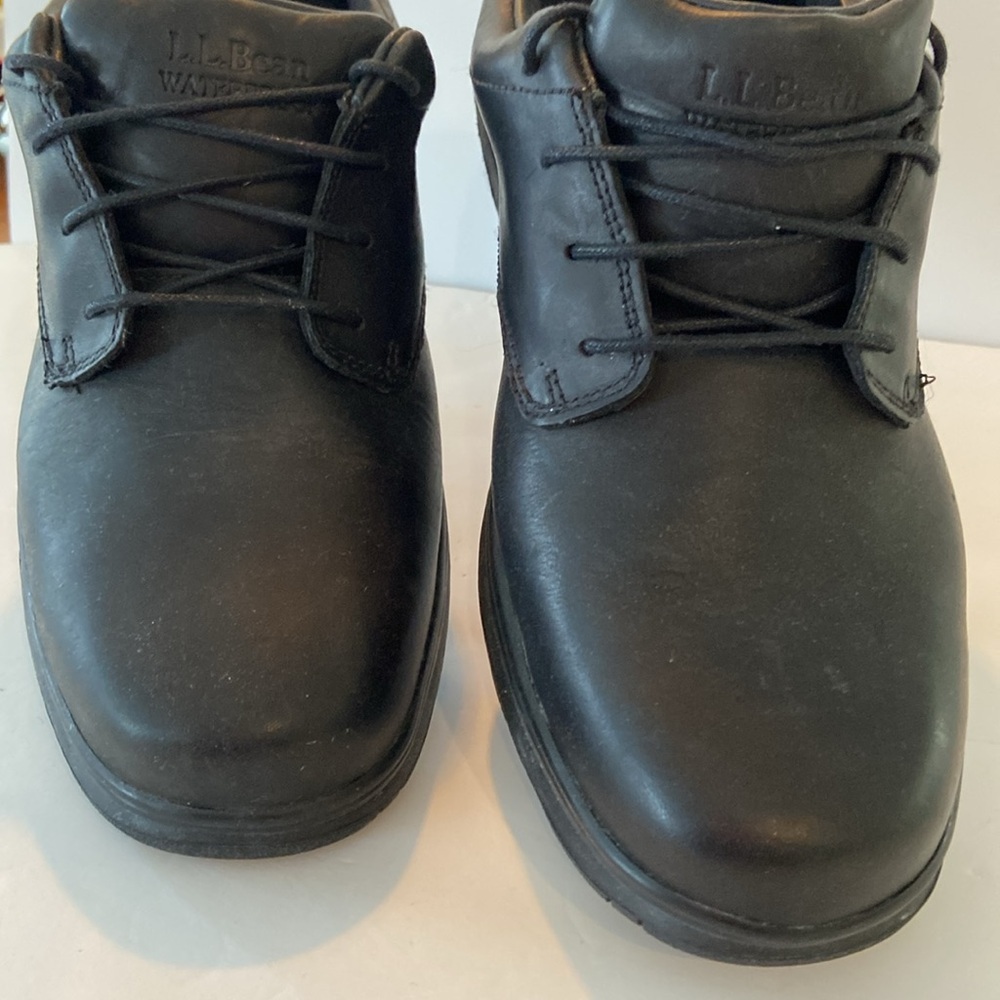 L.L. Bean Black Leather Work Oxfords No Skid Sole Tie Up Laces. Size 14W - Picture 3 of 13